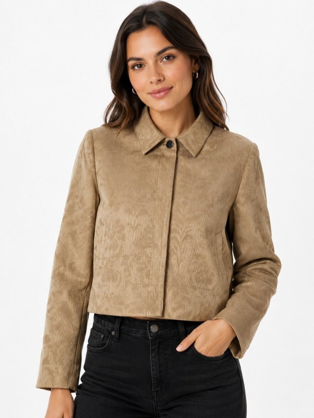 Company Ellen Tracy Tan Jacquard Wool Jacket NWT